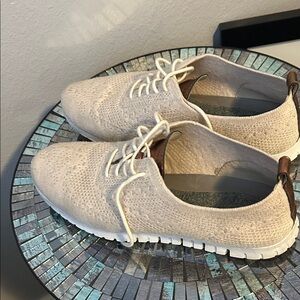 Cole Haan Cream Knit Lace-Up Sneakers